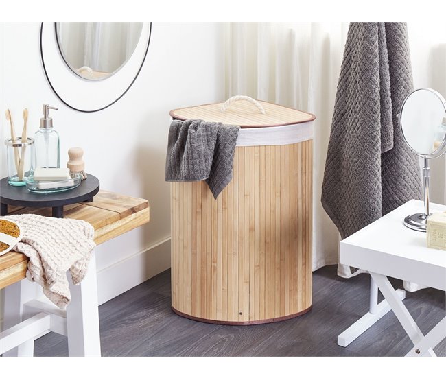 Conforama Cesta De Madera De Bambú Clara/blanco 60 Cm MATARA