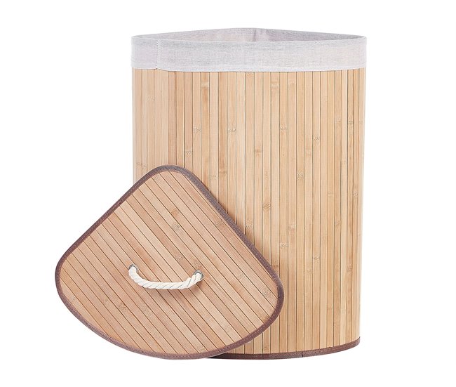 Conforama Cesta De Madera De Bambú Clara/blanco 60 Cm MATARA