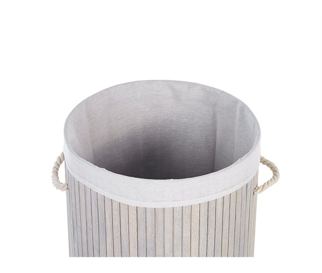 Conforama Cesta De Madera De Bambú Gris/blanco 60 Cm SANNAR