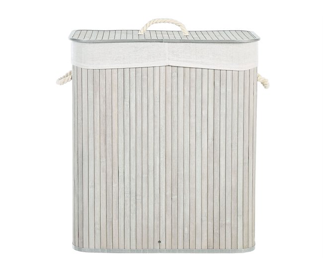 Conforama Cesta De Madera De Bambú Gris Claro 60 Cm KANDY