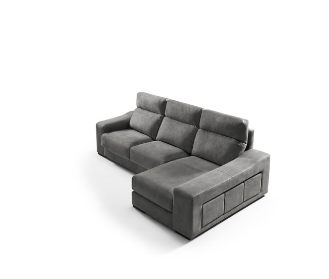 Conforama Chaise Longue 3 Plazas Con 3 Puffs FULL Lado Derecho Antracita