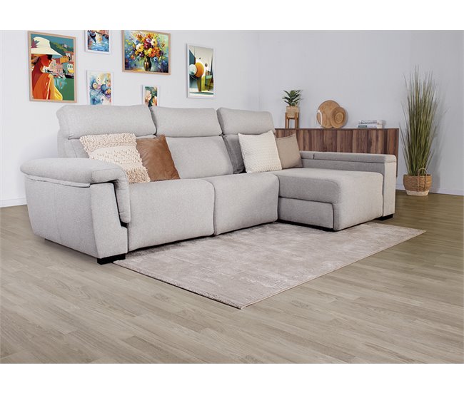 Conforama Chaise Longue ADRIA Relax Eléctrico Derecho Gris Claro