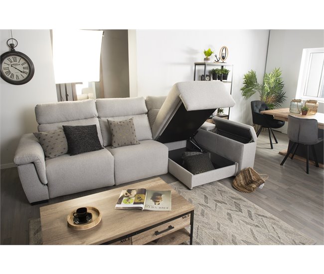 Conforama Chaise Longue ADRIA Relax Eléctrico Derecho Gris Claro