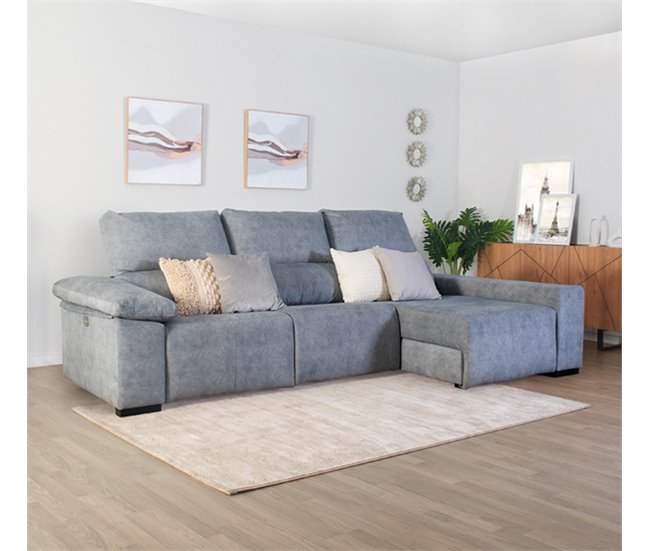 Conforama Chaise Longue BALTIA Relax Eléctrico Derecho Gris Claro