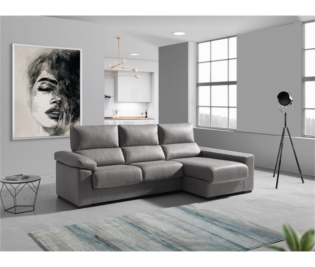 Conforama Chaise Longue BEA Lado Derecho Color Gris Claro