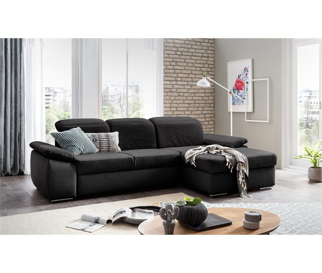 Conforama Chaise Longue Con Cama MORIS Lado Derecho Color Antracita