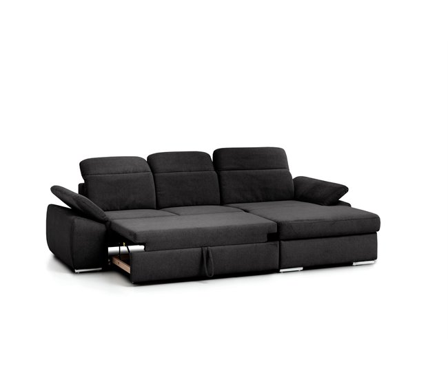 Conforama Chaise Longue Con Cama MORIS Lado Derecho Color Antracita