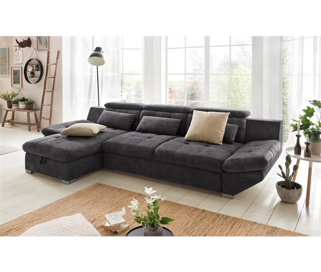 Conforama Chaise Longue Convertible Cama ETERNITY Izquierdo Antracita