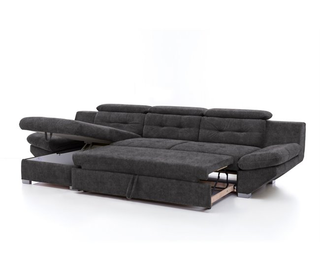 Conforama Chaise Longue Convertible Cama ETERNITY Izquierdo Antracita