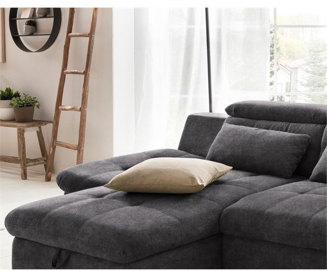 Conforama Chaise Longue Convertible Cama ETERNITY Izquierdo Antracita