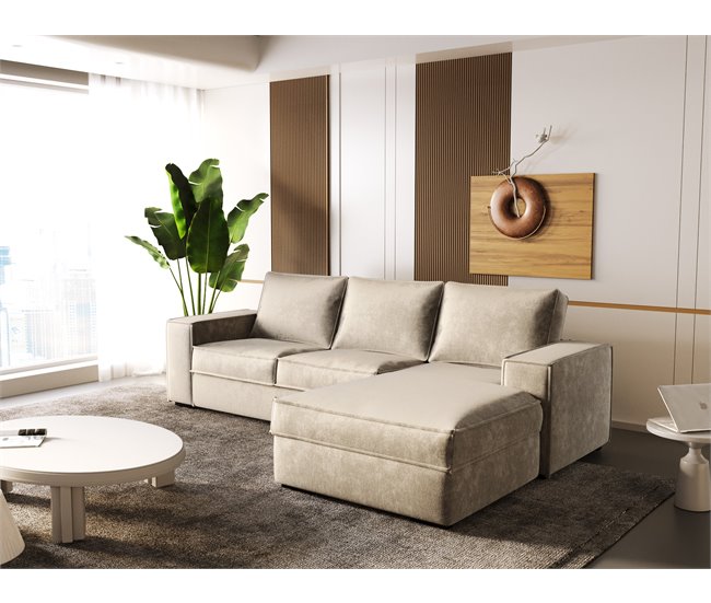 Conforama Chaise Longue Convertible En Cama AZZURO Lado Derecho Color Beige