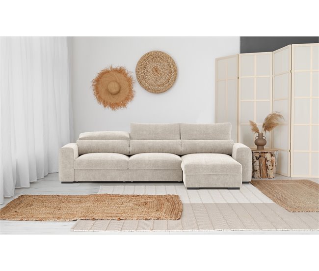 Conforama Chaise Longue Convertible En Cama LANDON Reversible Color Beige