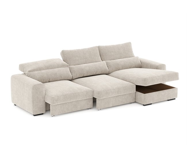 Conforama Chaise Longue Convertible En Cama LANDON Reversible Color Beige