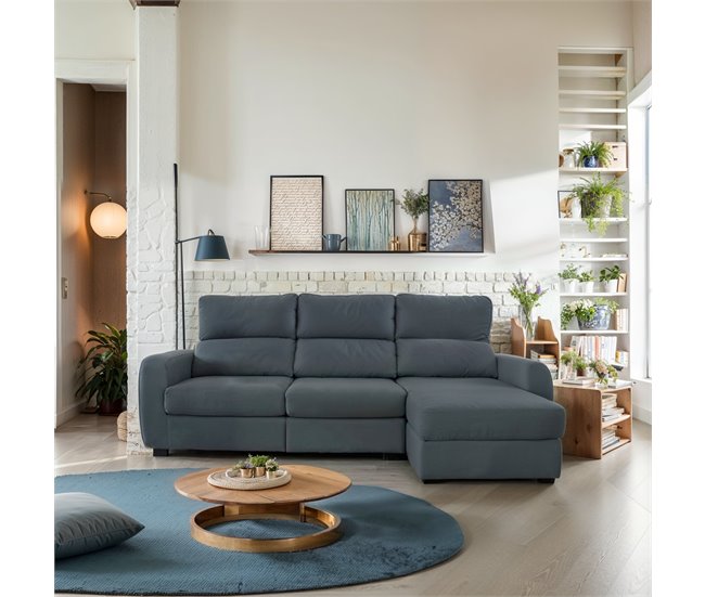 Conforama Chaise Longue Convertible En Cama Tela APRIL Derecho Gris
