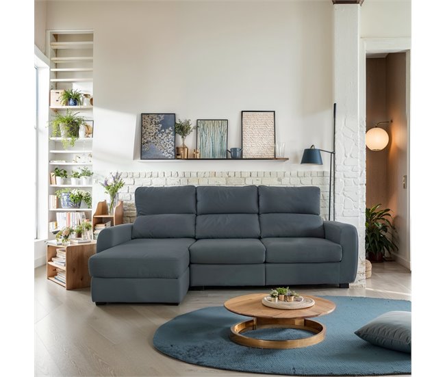 Conforama Chaise Longue Convertible En Cama Tela APRIL Izquierdo Gris
