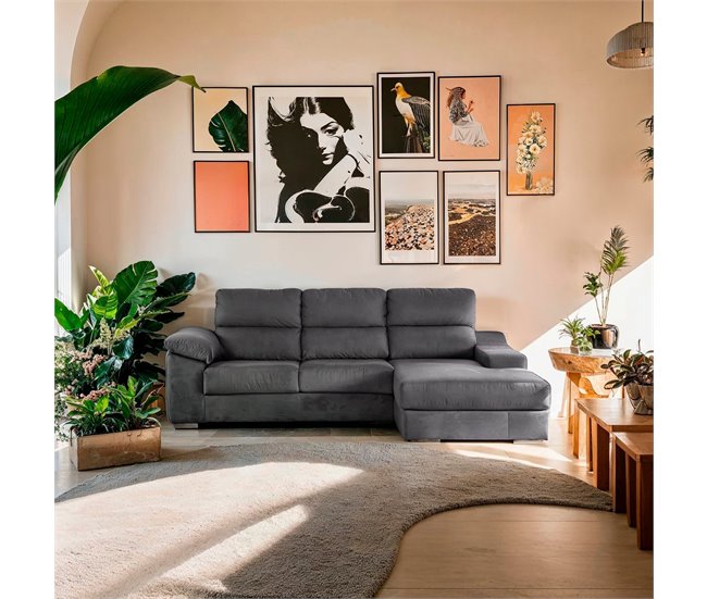 Conforama Chaise Longue DANIELA 2 Lado Derecho Color Antracita