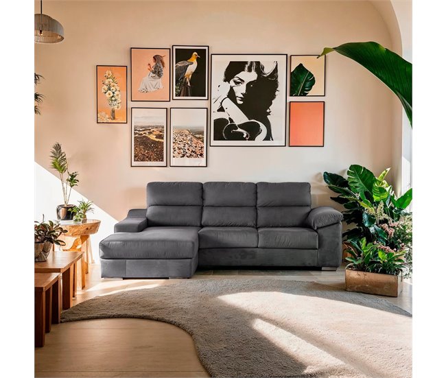 Conforama Chaise Longue DANIELA 2 Lado Izquierdo Color Antracita