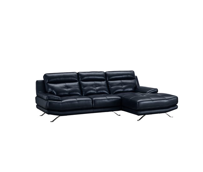 Conforama Chaise Longue De Piel HAWAI Lado Derecho Color Azul Marino