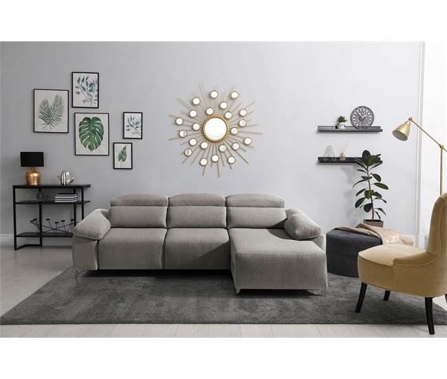 Conforama Chaise Longue De Tela Eléctrica BALIO Derecho Visón