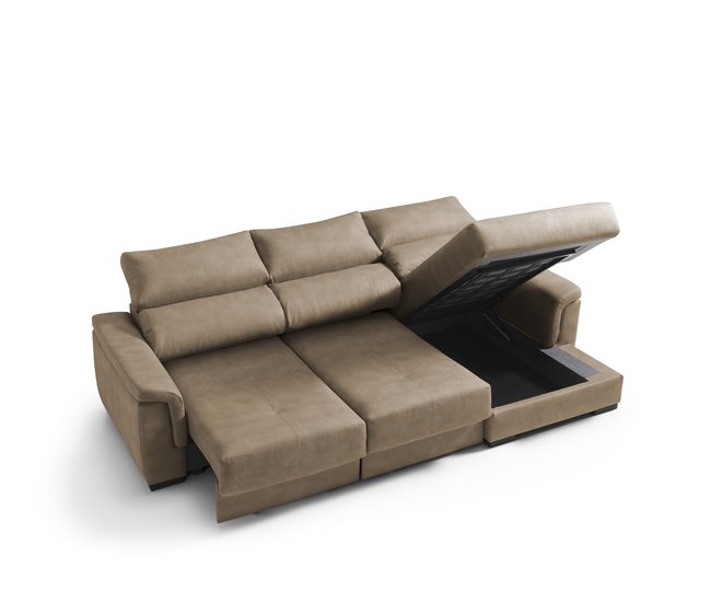 Conforama Chaise Longue Derecha Con Arcón 3 Plazas NAHIA Color Camel