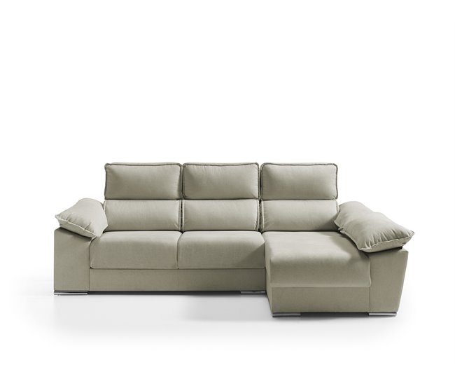 Conforama Chaise longue derecha con arcon DIWY color beige