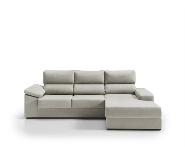 Conforama Chaise longue derecha con arcón RUBIK color beige