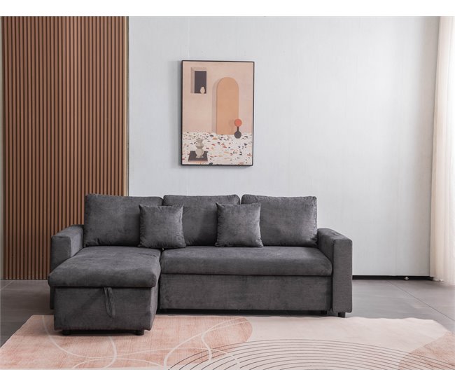 Conforama Chaise Longue DRAKO Reversible Gris Oscuro