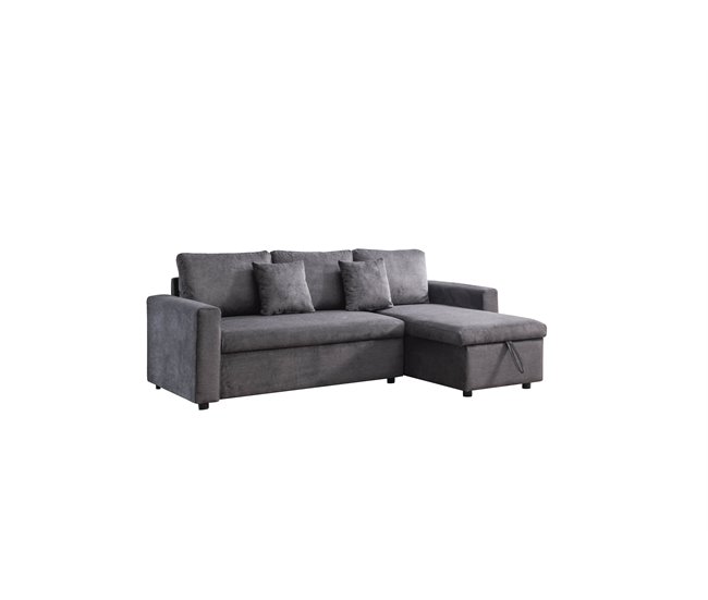 Conforama Chaise Longue DRAKO Reversible Gris Oscuro
