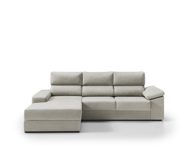 Conforama Chaise longue izquierda con arcón RUBIK color beige