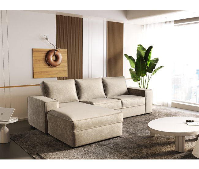 Conforama Chaise Longue Izquierda Convertible En Cama AZZURO Color Beige