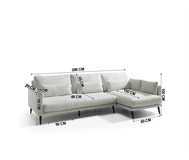 Conforama Chaise Longue NIKO Fija Derecha Color Beige