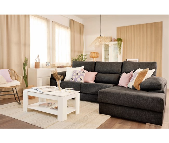 Conforama Chaise Longue NOEMI XL Lado Derecho Color Antracita