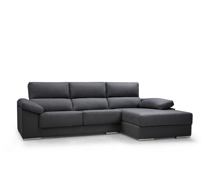 Conforama Chaise Longue NOEMI XL Lado Derecho Color Antracita