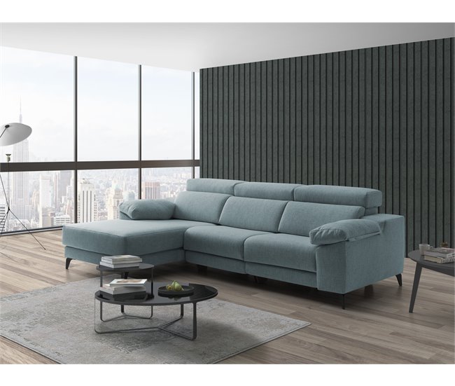 Conforama Chaise Longue Relax Eléctrico AMIL Izquierda Azul