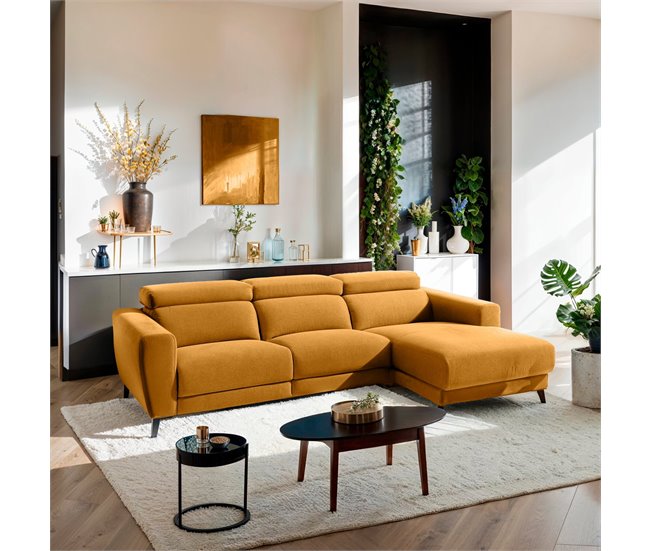 Conforama Chaise Longue Relax Eléctrico DRAX Derecho Mostaza