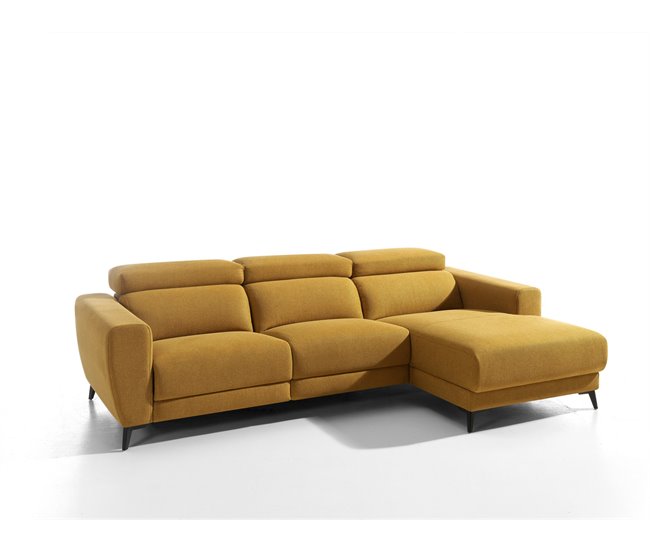 Conforama Chaise Longue Relax Eléctrico DRAX Derecho Mostaza