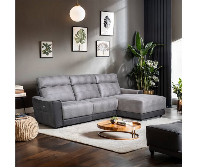Conforama Chaise Longue Relax Eléctrico MOON Lado Derecho Color Gris
