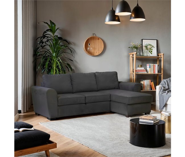 Conforama Chaise Longue Reversible Con Cama ASTON Color Antracita