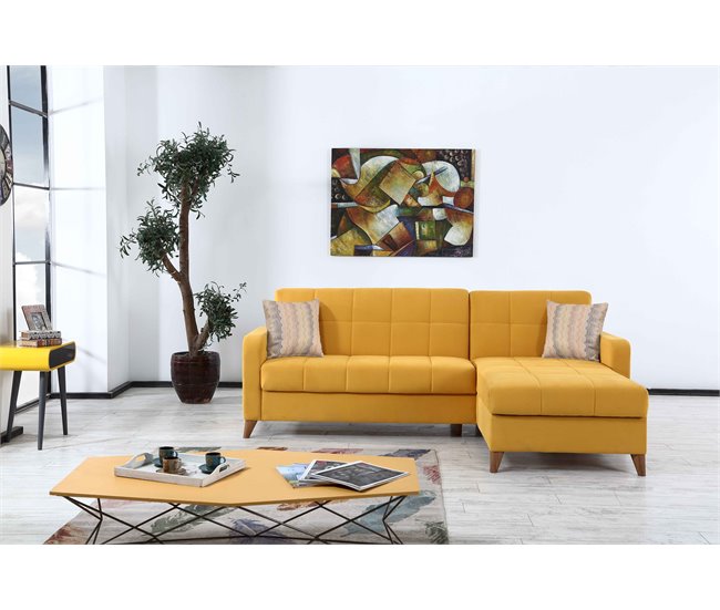 Conforama Chaise Longue Reversible Convertible En Cama LIKA Amarillo