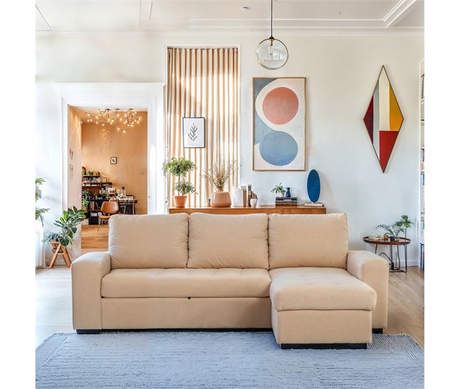 Conforama Chaise Longue Reversible De Tela Con Cama HARRY Color Camel