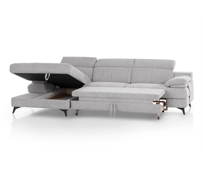 Conforama Chaise Longue TITUS Con Cama Lado Izquierdo Color Gris
