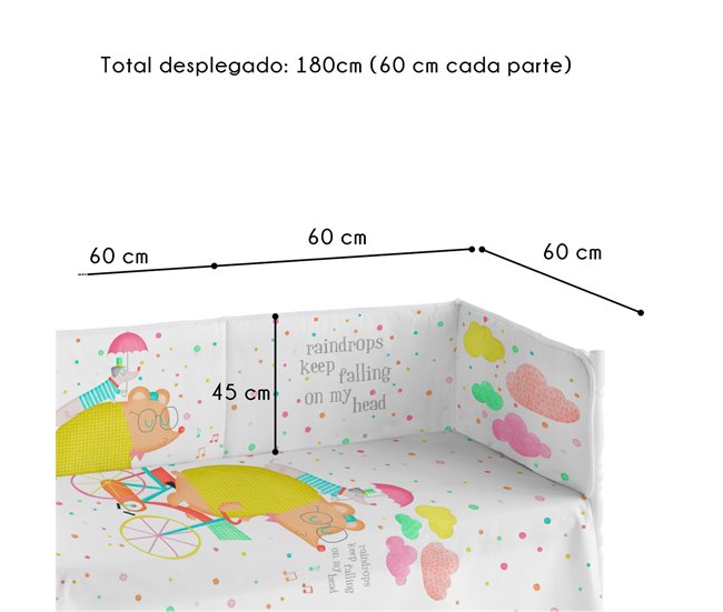 Conforama Chichonera Bebé 60x120 Extra Resistente Hecha De Piqué Para Proteger A Tu Bebé De Los Barrotes De La Cuna. Colección Raindrops Dreams