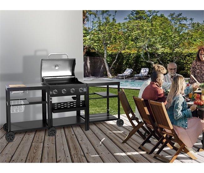 Conforama Cocina Exterior Con Barbacoa De Gas De 4 Quemadores Y 2 Mesas 233 X 53 X 11 Cm