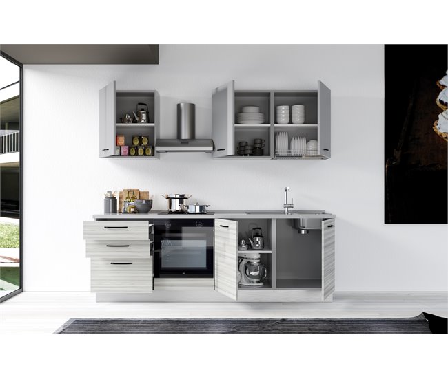 Conforama Cocina GILDA 2.0 Derecha L240 Titanio Frassino Y Light Grey