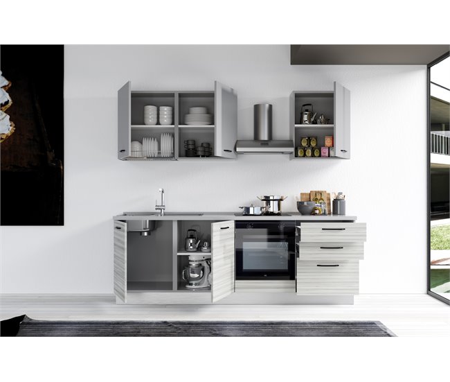 Conforama Cocina GILDA 2.0 Izquierda L240 Titanio Frassino Y Light Grey