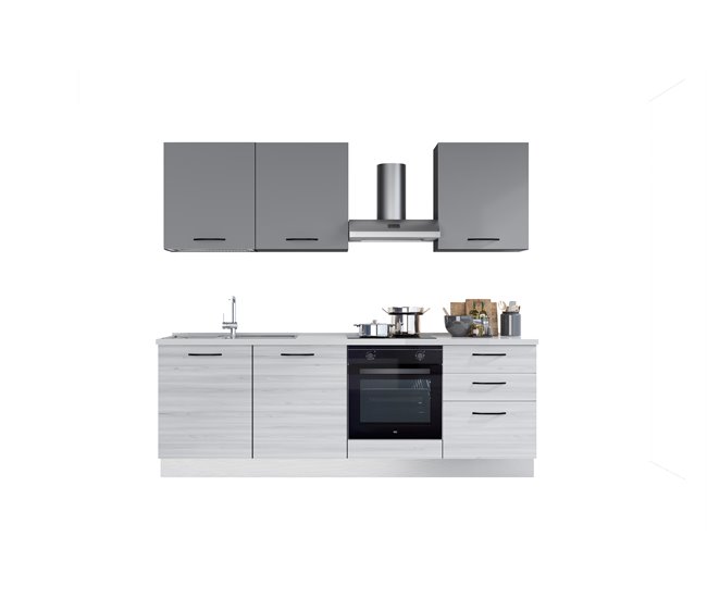 Conforama Cocina GILDA 2.0 Izquierda L240 Titanio Frassino y Light grey