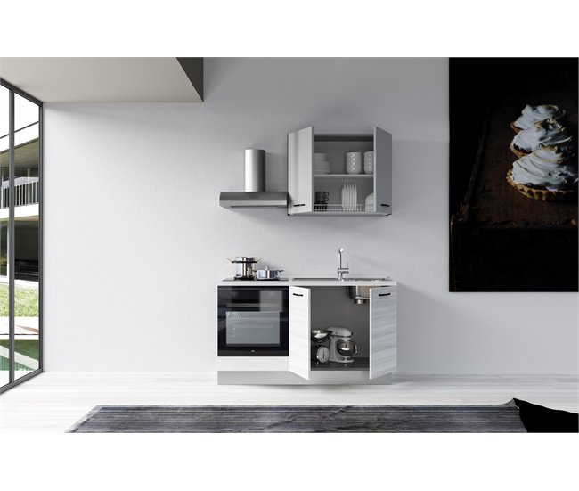 Conforama Cocina GILDA 2.0 L150 Derecha Titanio Frassino Y Light Grey