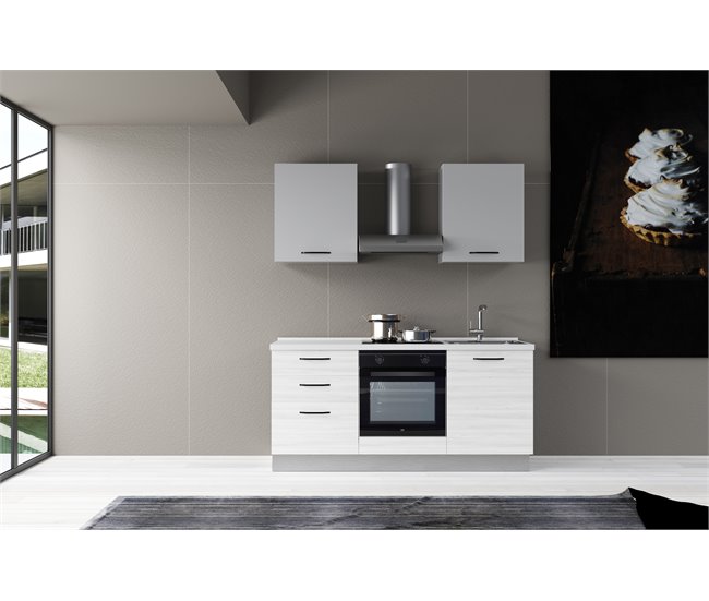 Conforama Cocina GILDA 2.0 L180 Derecha Titanio Frassino Y Light Grey