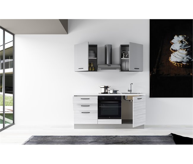 Conforama Cocina GILDA 2.0 L180 Derecha Titanio Frassino Y Light Grey