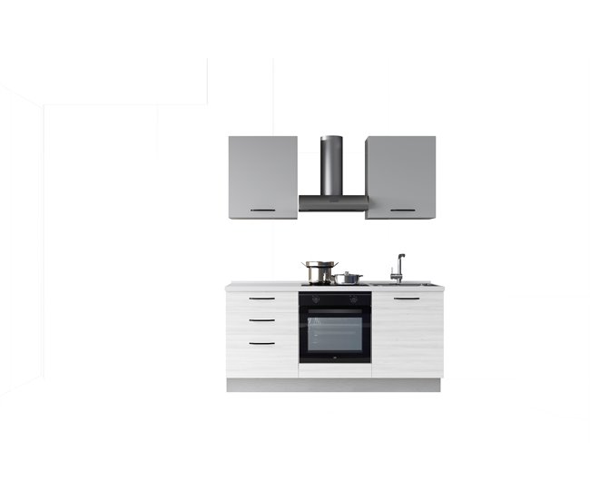 Conforama Cocina GILDA 2.0 L180 Derecha Titanio Frassino y Light grey